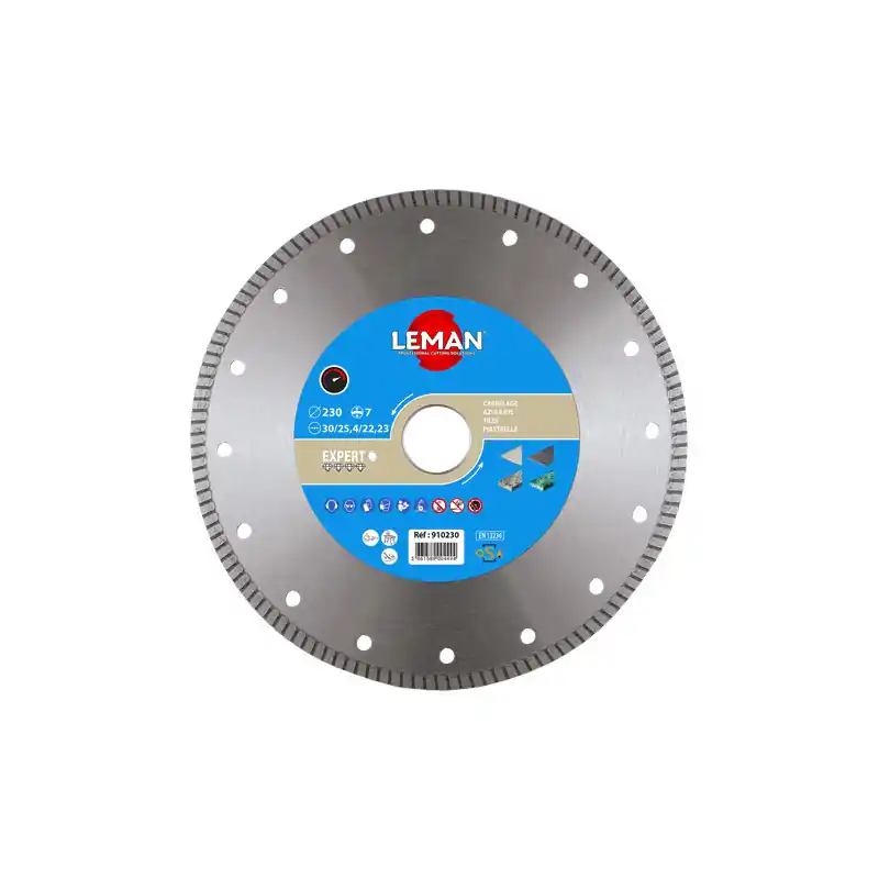 Disque diamant jante continue grès cérame 230x22,23 Ht 7 Leman