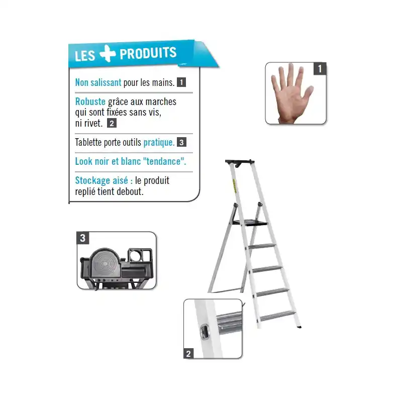 Escabeau Aluminium laqué 4 marches 2,80m MB