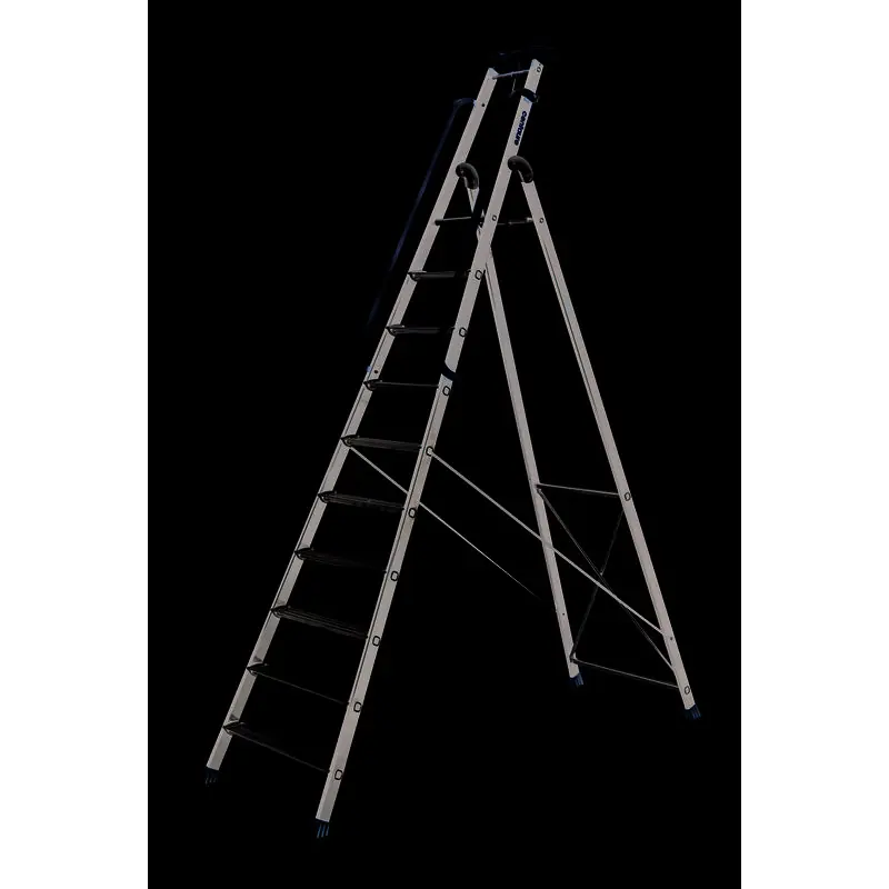 Escabeau alu laqué 10 marches serties hauteur d‘accès maxi 4,20 m MP