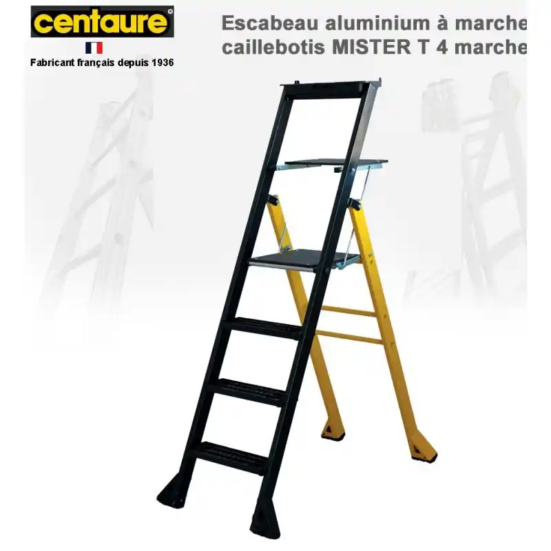 Escabeau Aluminium à marches caillebotis 2,90 m MISTER T 4 marches