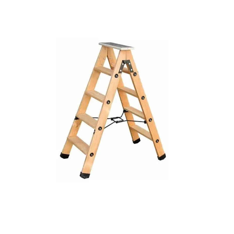 Escabeau double accès bois 2x4 marches tablette