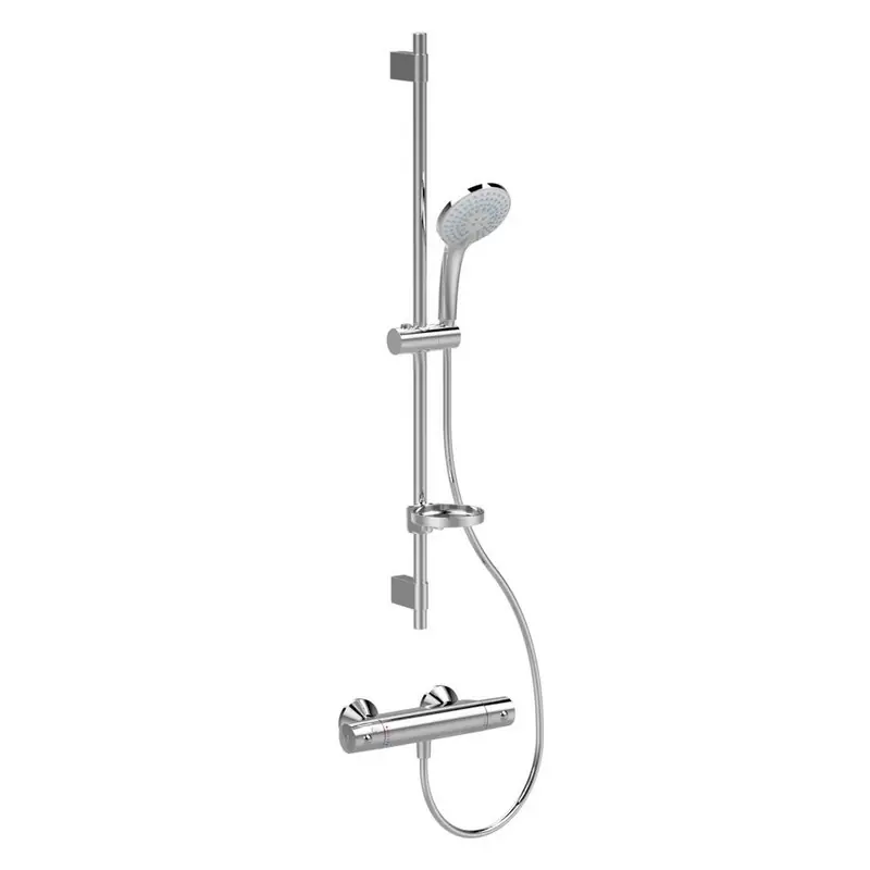 Ensemble douche thermostatique douchette 120 mm barre 90 cm chromé COM