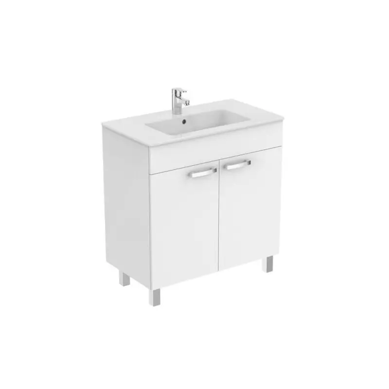 Ensemble lavabo et meuble sur pied Ulysse blanc brillant 2 portes 71x4
