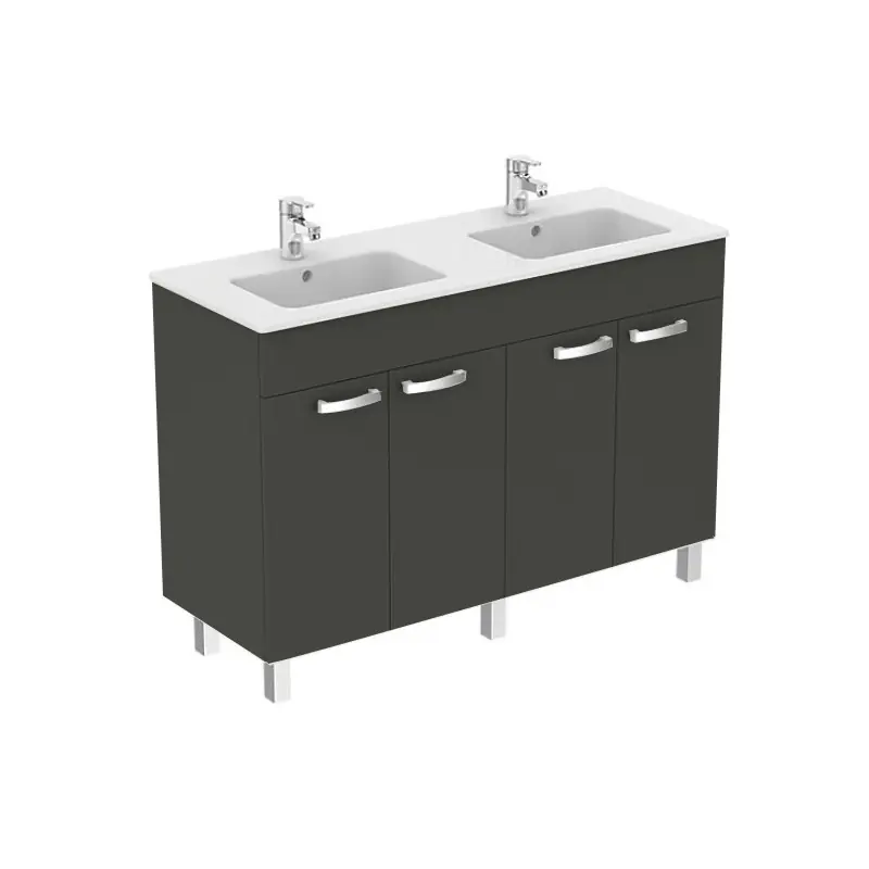 Ensemble Ulysse meuble sur pied gris moyen 120cm lavabo-plan double va