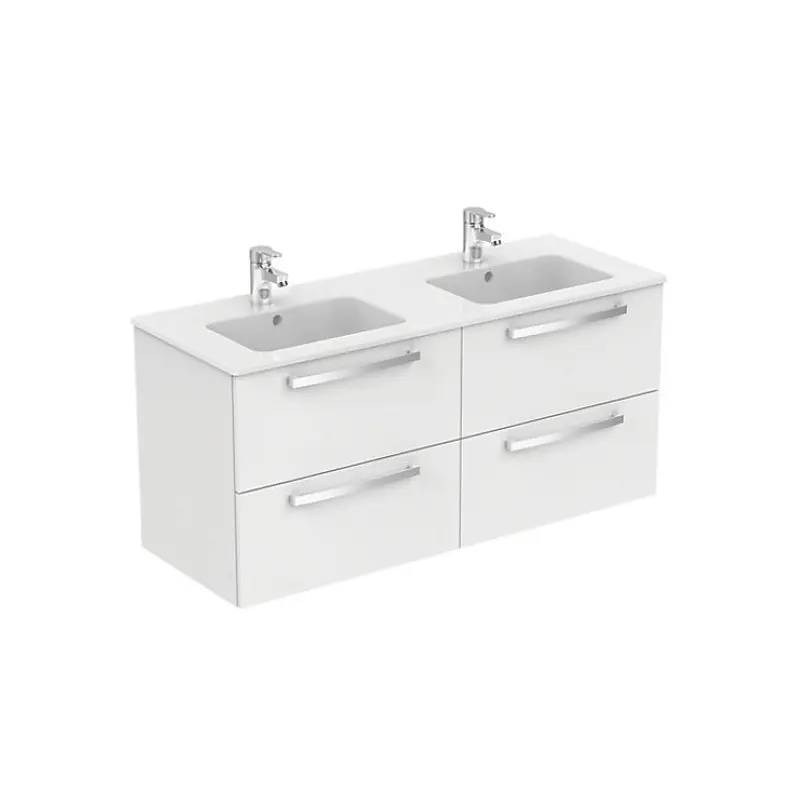Ensemble Ulysse meuble suspendu blanc 120cm lavabo-plan double vasque