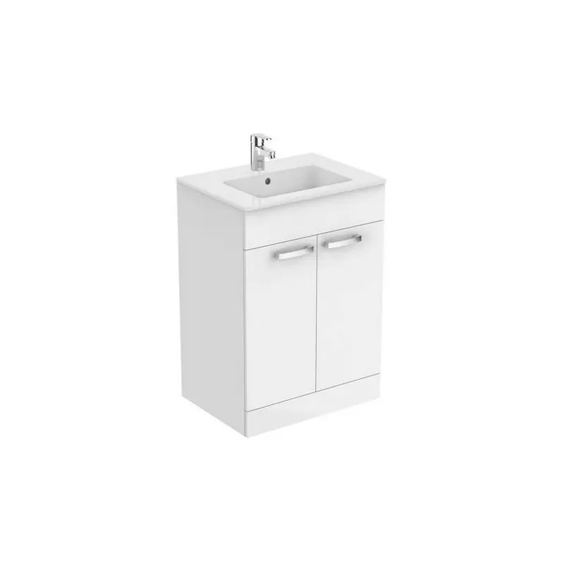 Ensemble Ulysse meuble au sol laqué blanc brillant 60cm lavabo-plan 2
