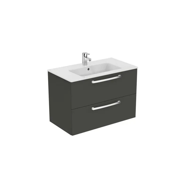 Ensemble Ulysse meuble suspendu gris moyen 80cm lavabo-plan 2 tiroirs