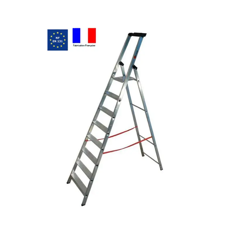 Escabeau Alu 8 marches serties Haut. travail 3,68 m ESCANORM