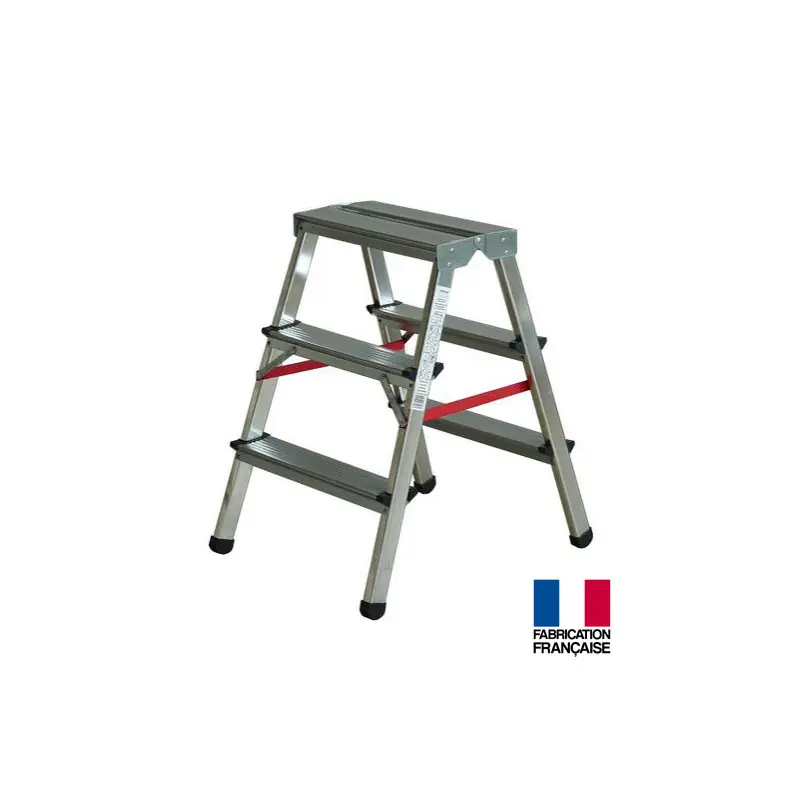 Escabeau double accès 2x3 Haut. travail 2,55 m ESCADOUBLE