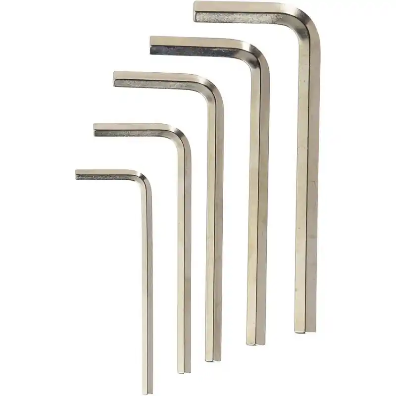 Jeu de 5 clés mâles pour vis à 6 pans nickelées 1/8 1/4" 41041