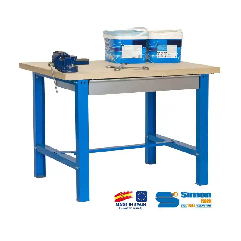 Kit Etabli BT6-Box 1500 avec tiroir 865x1500x750mm Bleu/Bois SimonRack