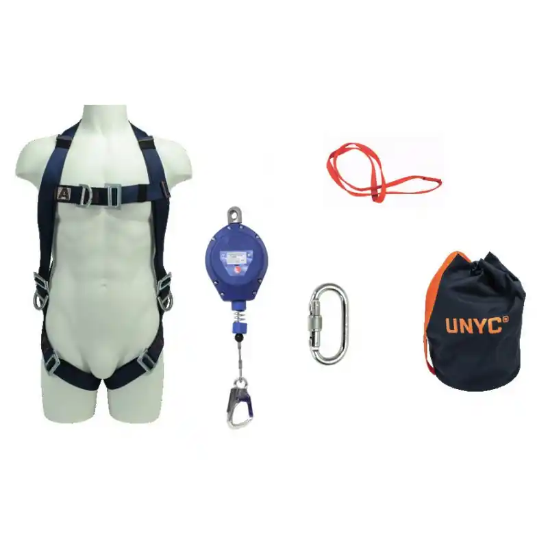 Kit Essential Auto harnais XXL-XXXL enrouleur câble 9m mousqueton sac