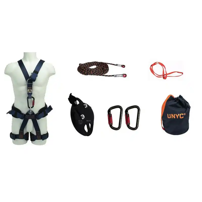 Kit Master harnais XXL-XXXL corde gaînée tressée 20m et accessoires
