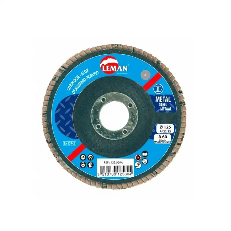 Lot de 10 disques à lamelles bombées Corindon D.125x22,23mm Grain 40