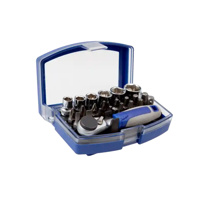 Mini coffret à cliquet 1/4" avec embouts et douilles 6 pans 23 pcs 109