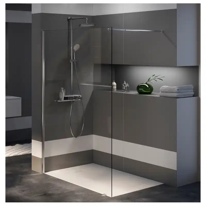 Paroi douche Walk In 90 x 195 cm verre transparent 8 mm Profilé Alu ch