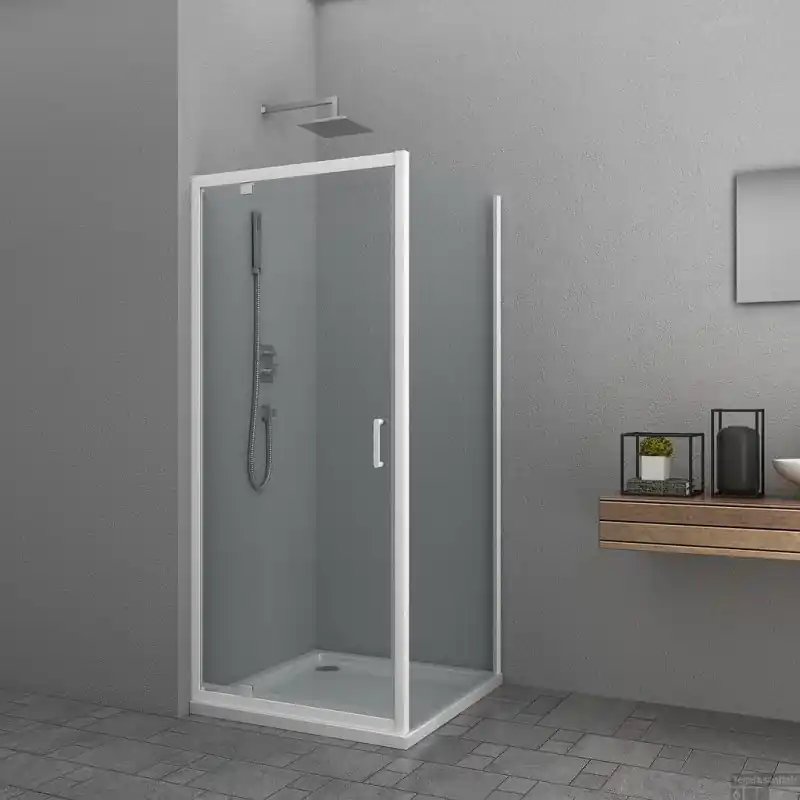 Paroi fixe accès frontal 79-81 x 185 cm transparent blanc HAPPY