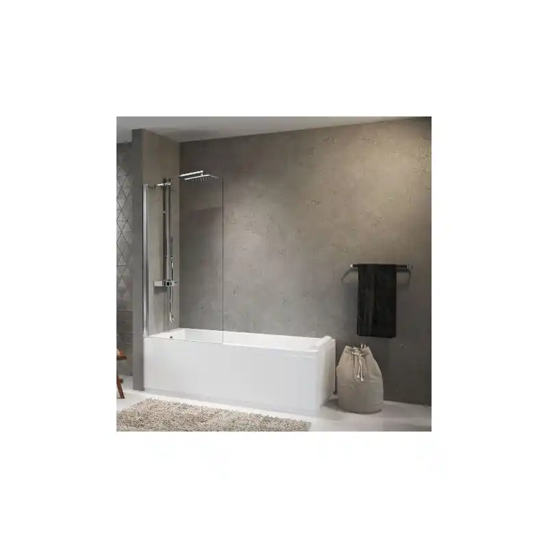 Pare-baignoire fixe 70 x H150 cm vitrage transparent profilé blanc AUR