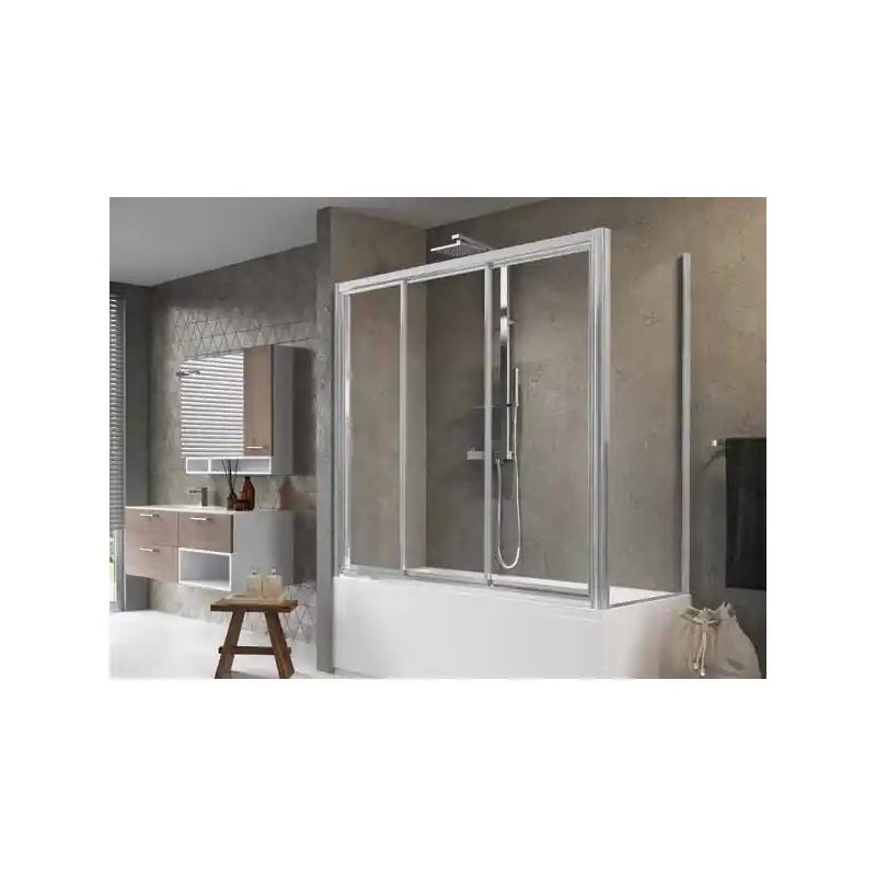 Paroi fixe latérale 62-68 x H150 cm vitrage brossé profilé blanc AUROR