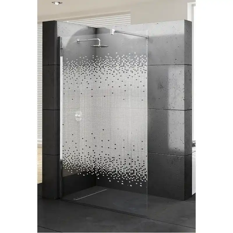 Paroi douche l‘italienne 67-70xH200cm sérigraphie ravenna profilé chro