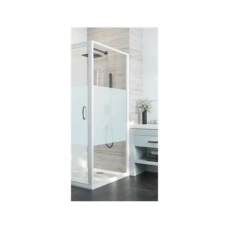 Paroi fixe douche fermée 700x1900mm sérigraphie opaque central profilé