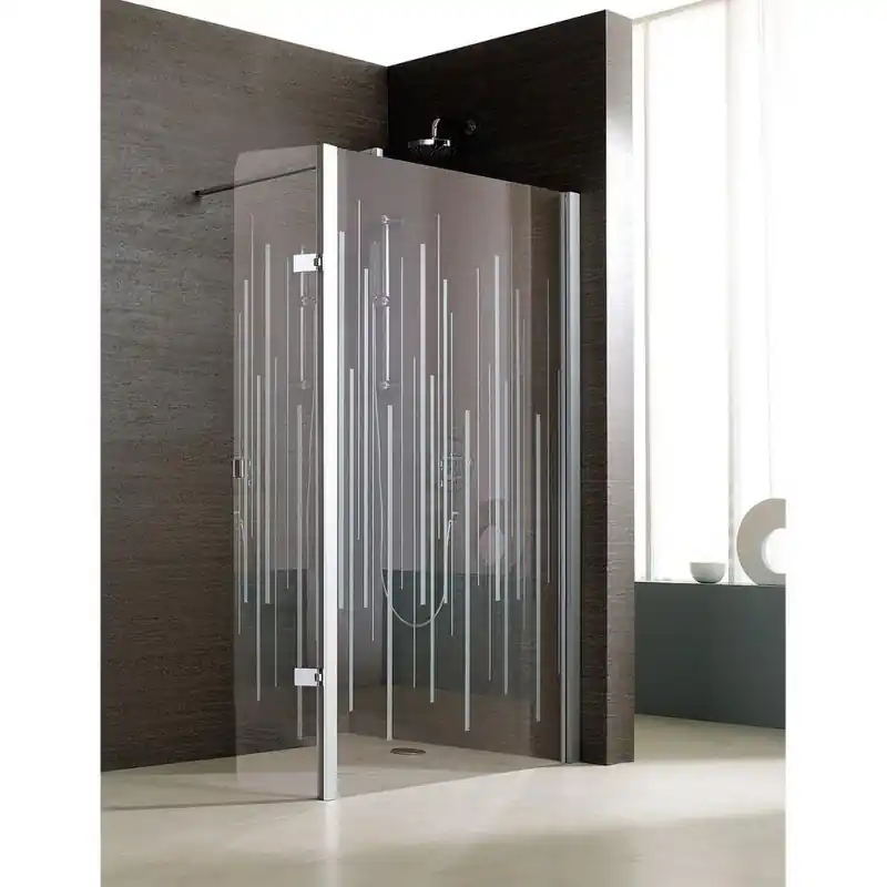 Paroi douche ouverte mobile 250x2000mm sérigraphie Clair profilé chrom