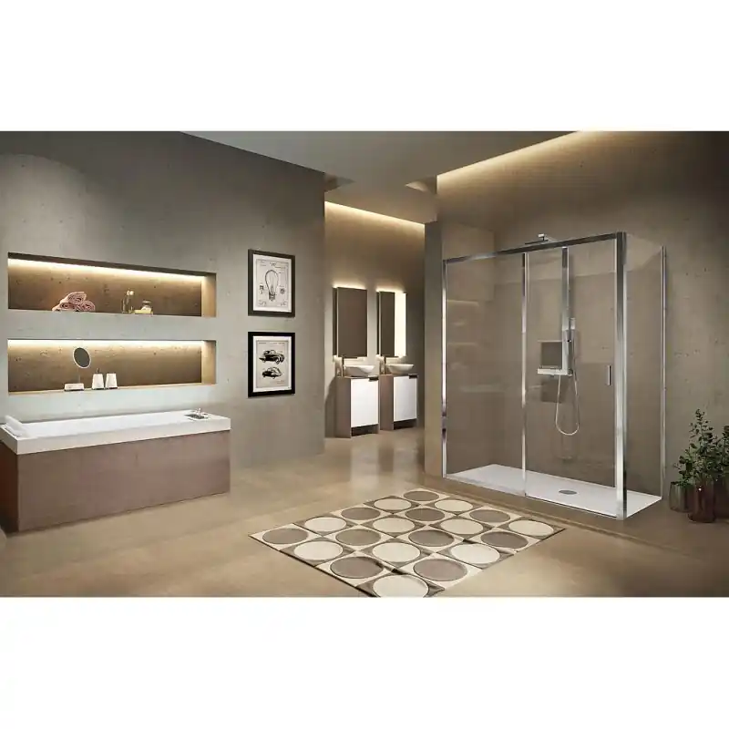 Paroi douche coulissante 114-120xH195cm 1 fixe droite profilé silver L