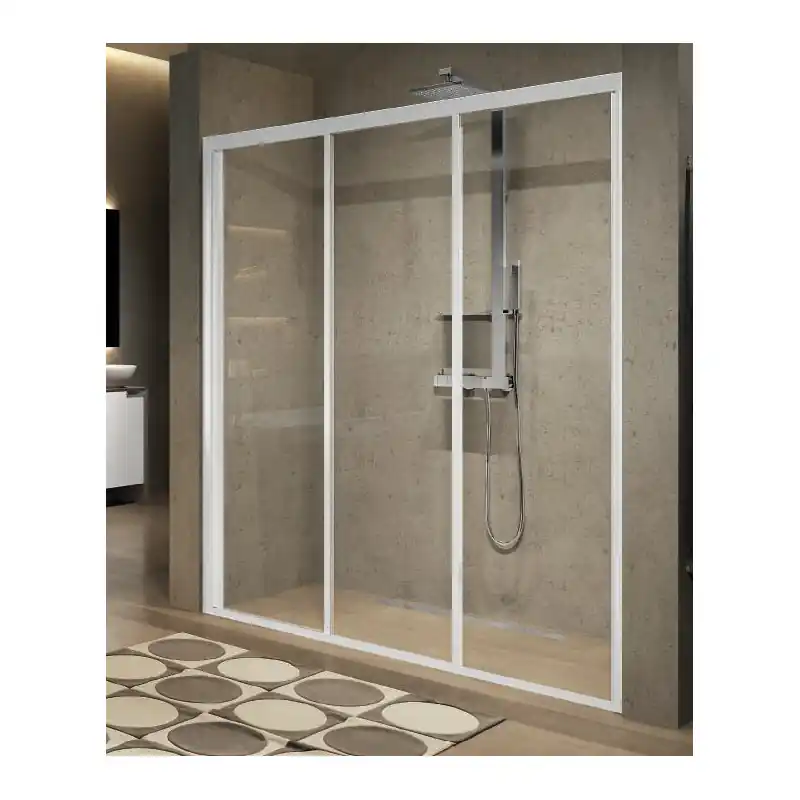 Paroi douche 3 panneaux coulissants 102-108xH195cm profilé silver LUNE