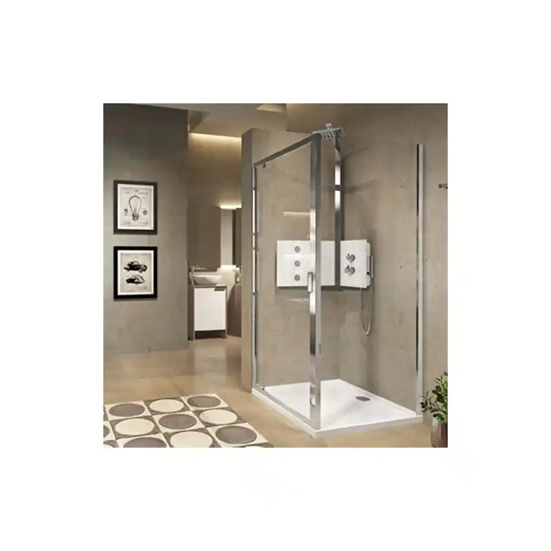 Paroi fixe latérale 84-90 x 195 cm vitrage transparent profilé silver