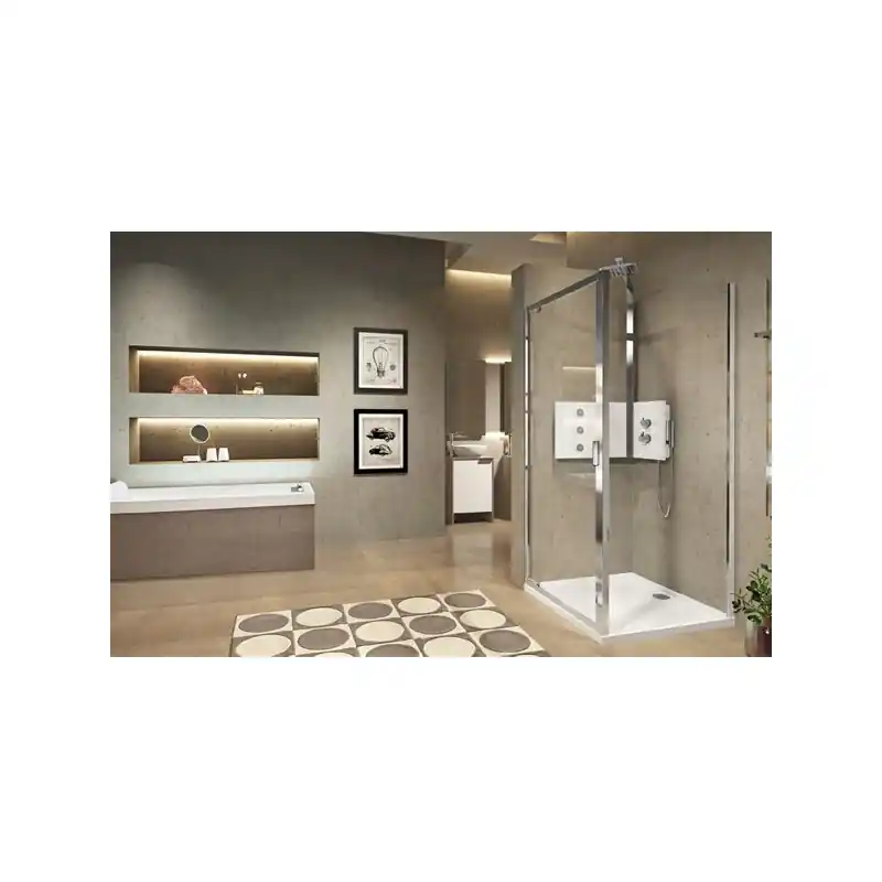 Paroi fixe latérale 78-81xH195cmVitrage transparent ép6mm profilé blan