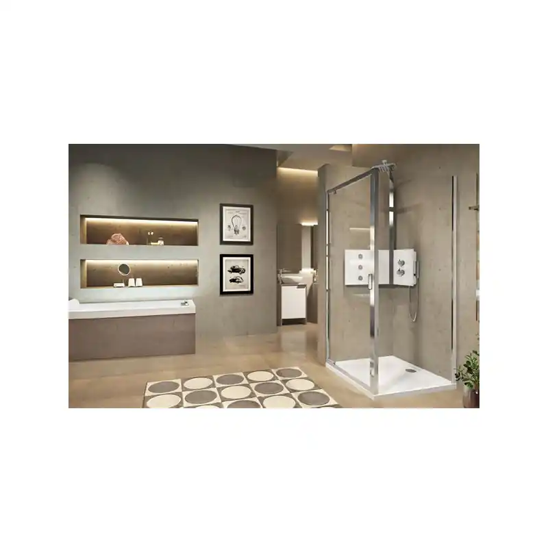 Paroi fixe latérale 98-101 x H195 cm vitrage transparent profilé silve