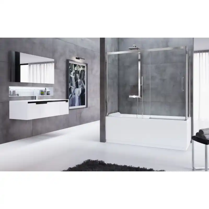 Pare-baignoire fixe 68-71xH150cmVitrage transparent profilé blanc ROSE