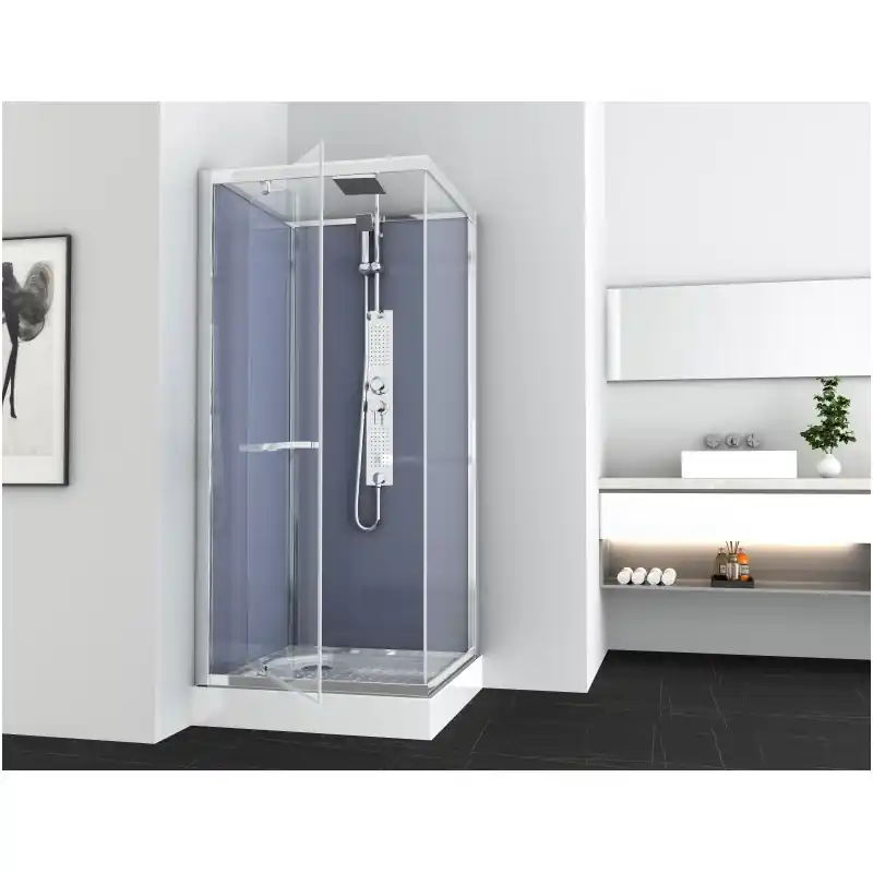 Cabine de douche carré réversible 90 x 90 x 225 cm accès frontal Anapu
