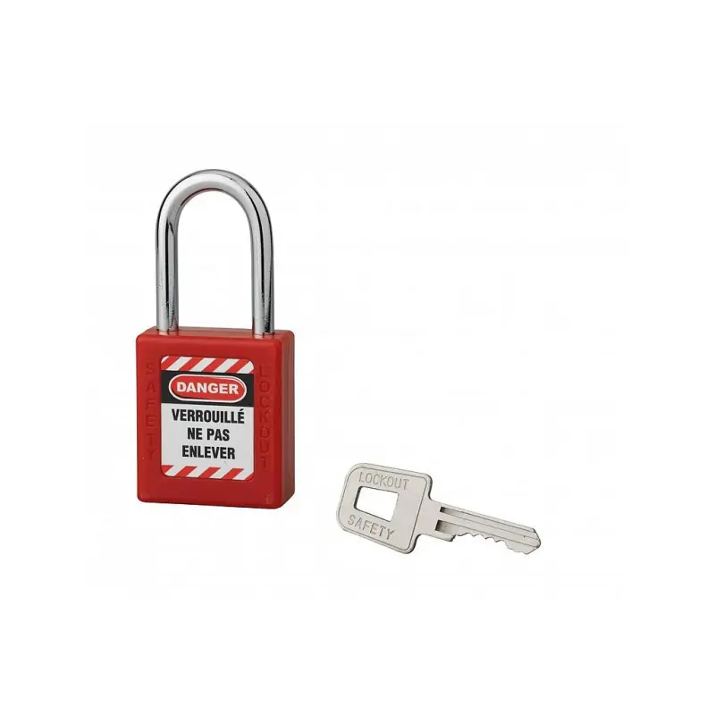 Cadenas de consignation 40 mm anse acier Diam 6 x 38 mm rouge 1 clé 91