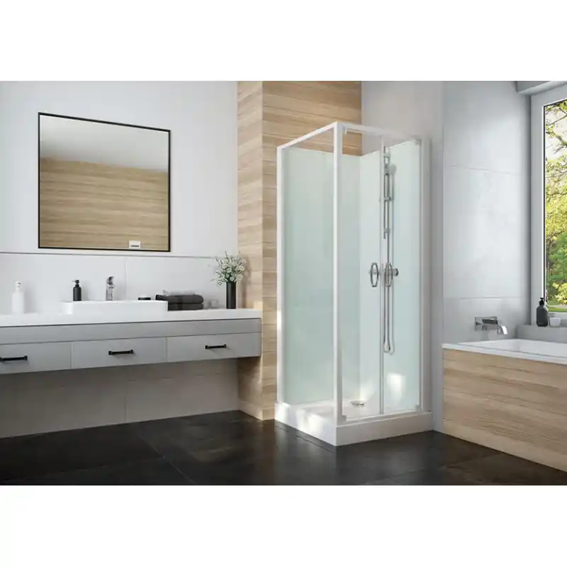 Cabine douche 700x700mm porte battante fondVert amande IZI GLASS 2