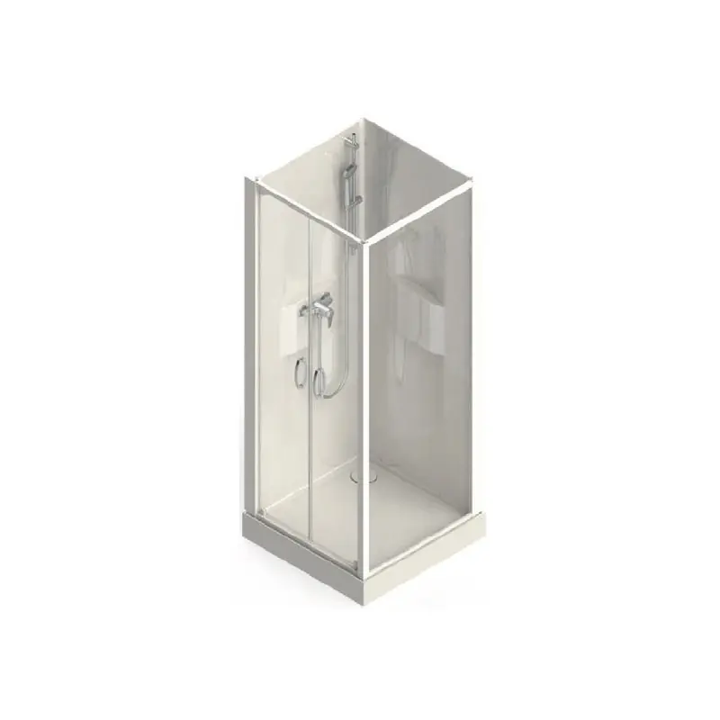 Cabine douche carré 70x70cm portes battantes fond blanc IZI BOX 2
