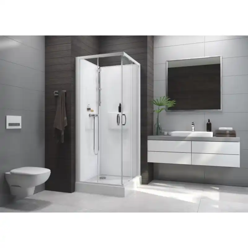 Cabine douche carré 800x800mm porte coulissante angle IZI BOX 2