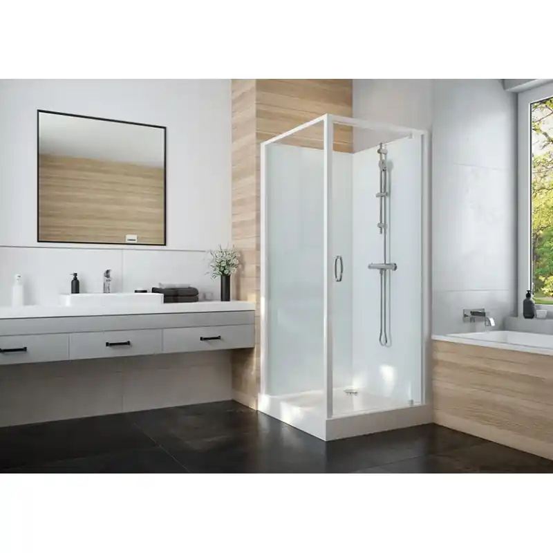 Cabine douche 700x700mm porte pivotante fondVert amande IZI GLASS 2