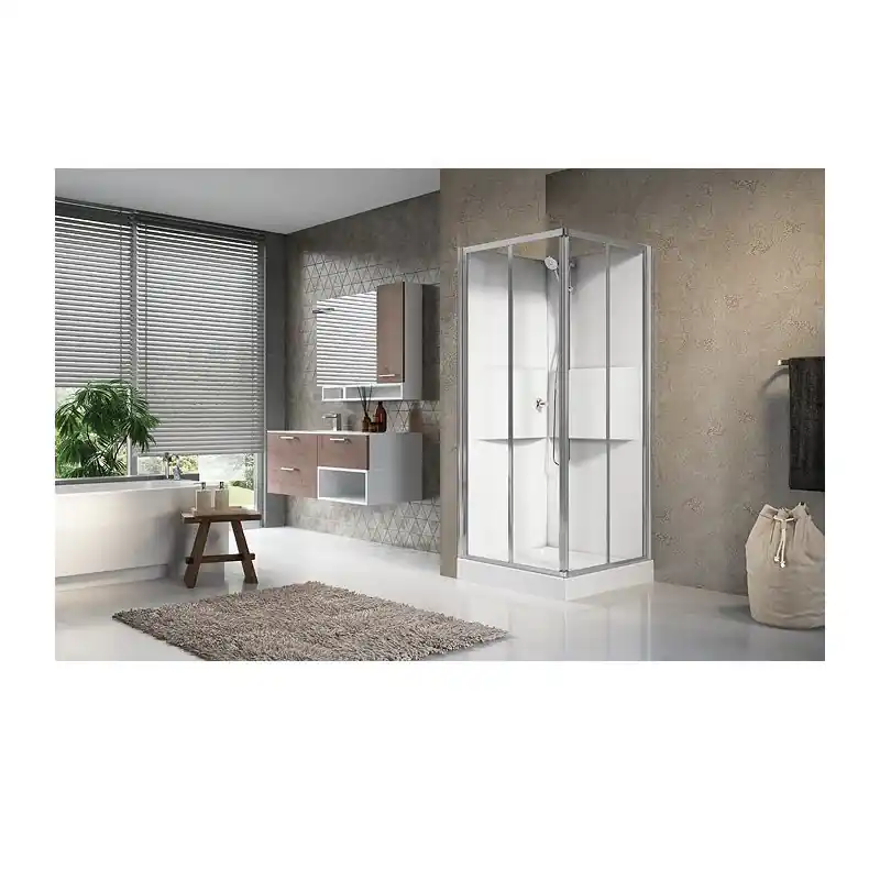 Cabine douche Média carré accès d‘angle portes coulissantes 80x80cm ME