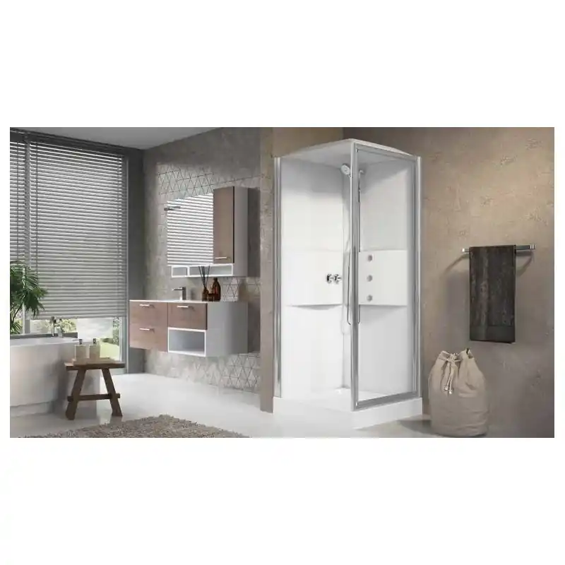 Cabine douche standard sans coiffe 80x80cm mécanique profilé blanc MED