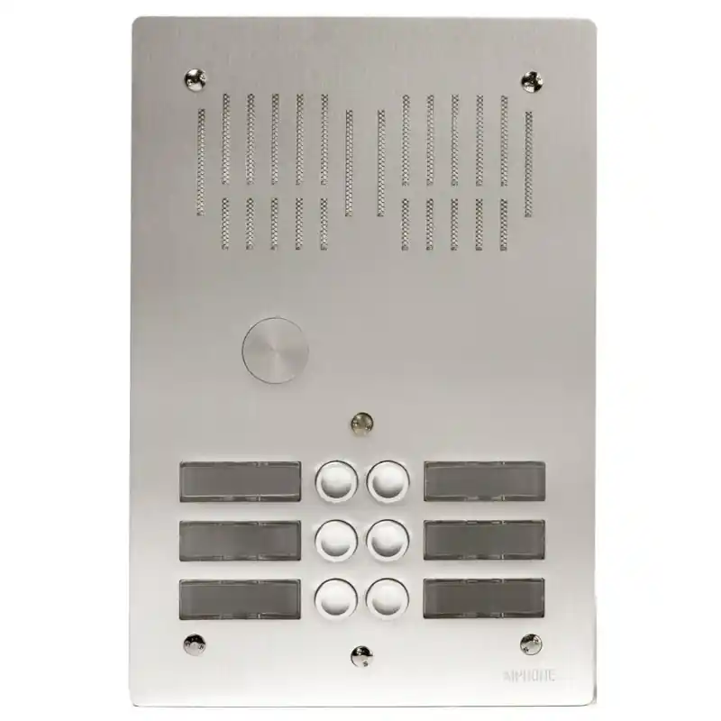Platine de rue 6 boutons encastrée 2 rangées hauteur 270mm PA6B