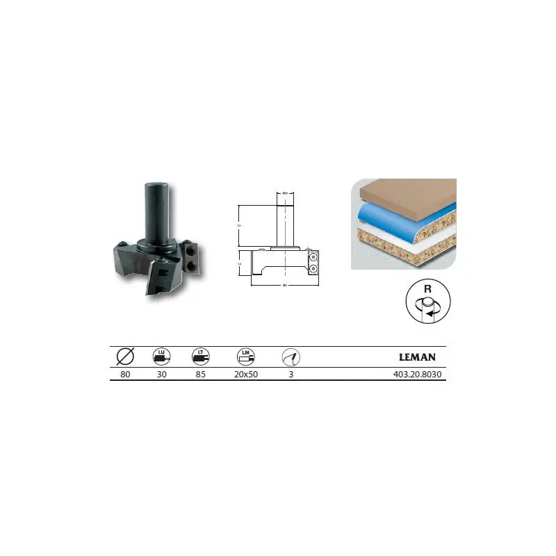 Porte-outils à surfacer diam.80 L.U 30 q.20x50 z3 403.20.8030