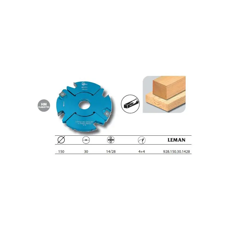 Porte-outils ajustable feuillure et tenon 150x30x14/28 z4+4 9281503014