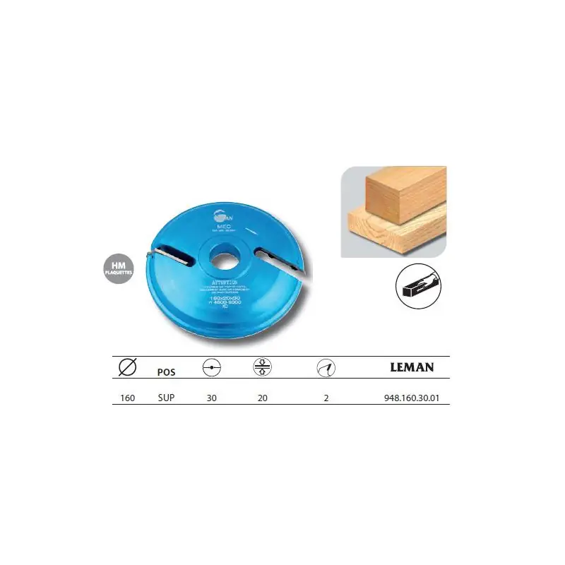 Porte-outils plate-bande Sup diam.160 Al.30 Ep.20 z2 948.160.30.01