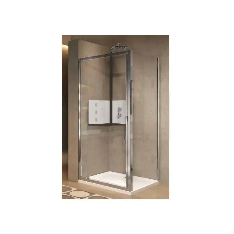 Porte pivotante 84-90 x H195 cm vitrage transparent profilé blanc LUNE