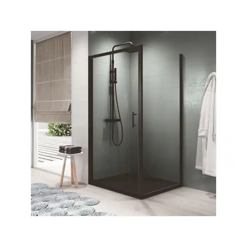 Porte douche pivotante 66-72xH195 cmVerre transparent profilé noir ZEP