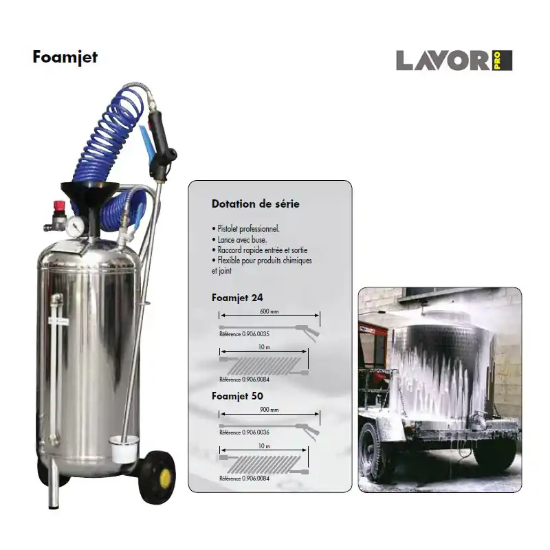 Pulvérisateur de mousse inox 50L 6bar lance 900mm FOAMJET SX50