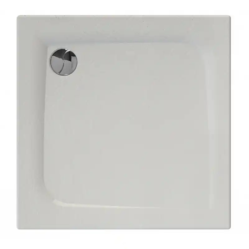 Receveur de douche carré 80 x 80 cm blanc mat effet pierre Mooneo