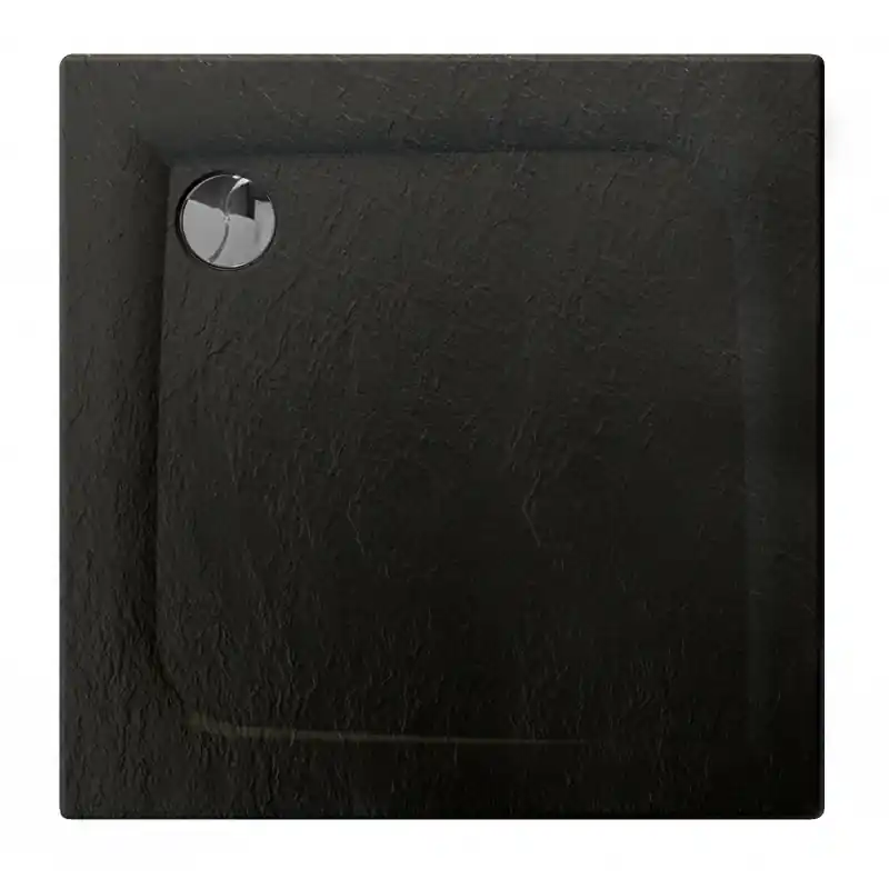Receveur de douche carré 90 x 90 cm noir mat effet pierre Mooneo