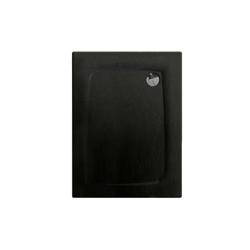 Receveur de douche noir mat effet pierre 100 x 80 cm vidage angle droi
